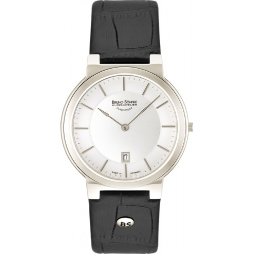 Bruno Sohnle staal herenhorloge, model Algebra 3, met zwart leren band - 603596